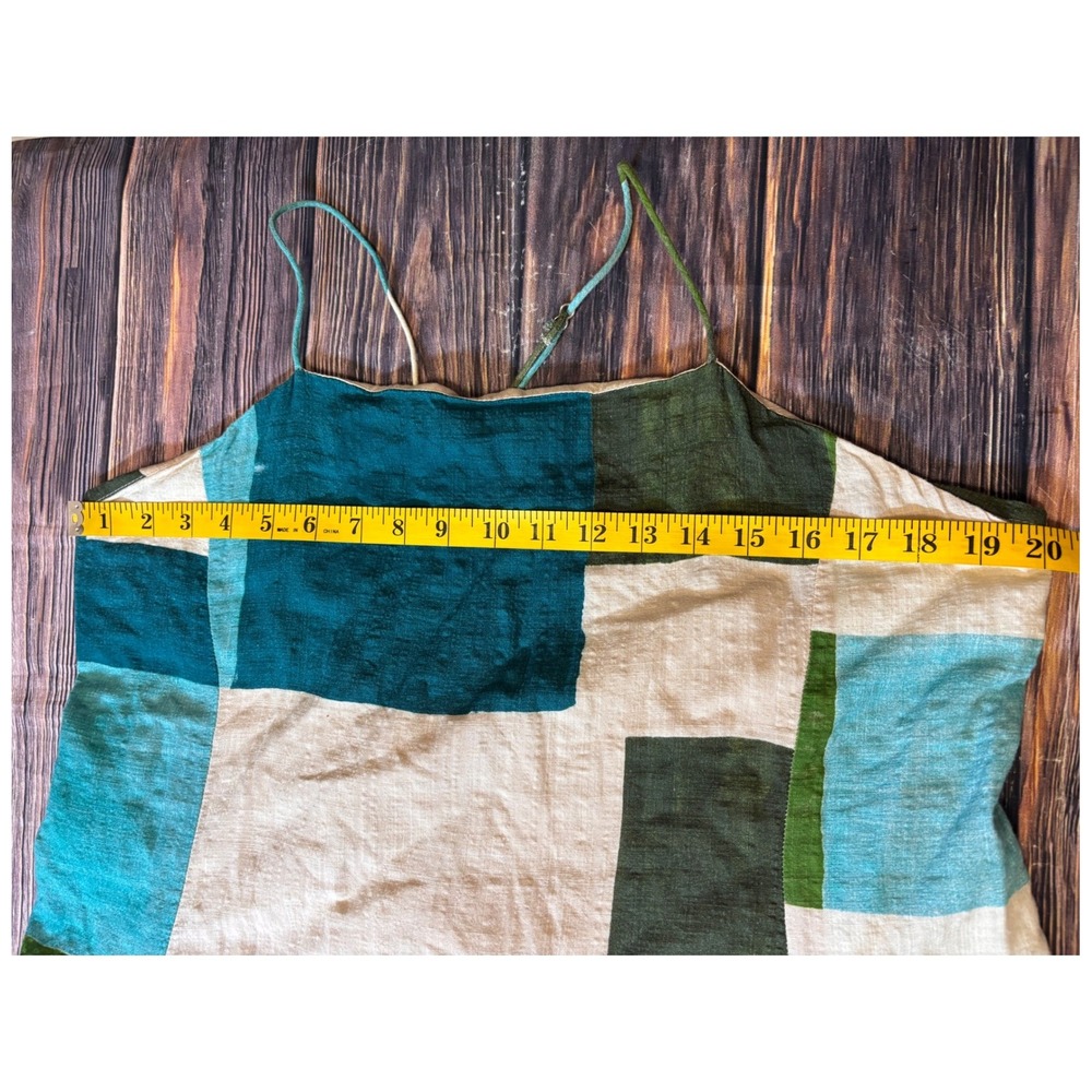 Banana Republic Maxi Dress Womens L Teal Cream Green Patchwork Strappy - Picture 5 of 11